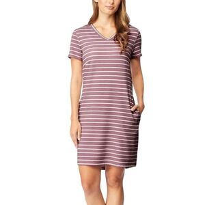 32 Degrees Cool Ballerina Pink Stripe Pocket T-Shirt Dress Casual